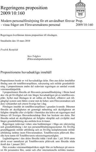 Omslaget till prop. 2009/10:160